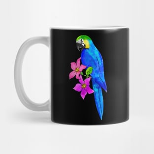 watercolor macaw gold blue Mug